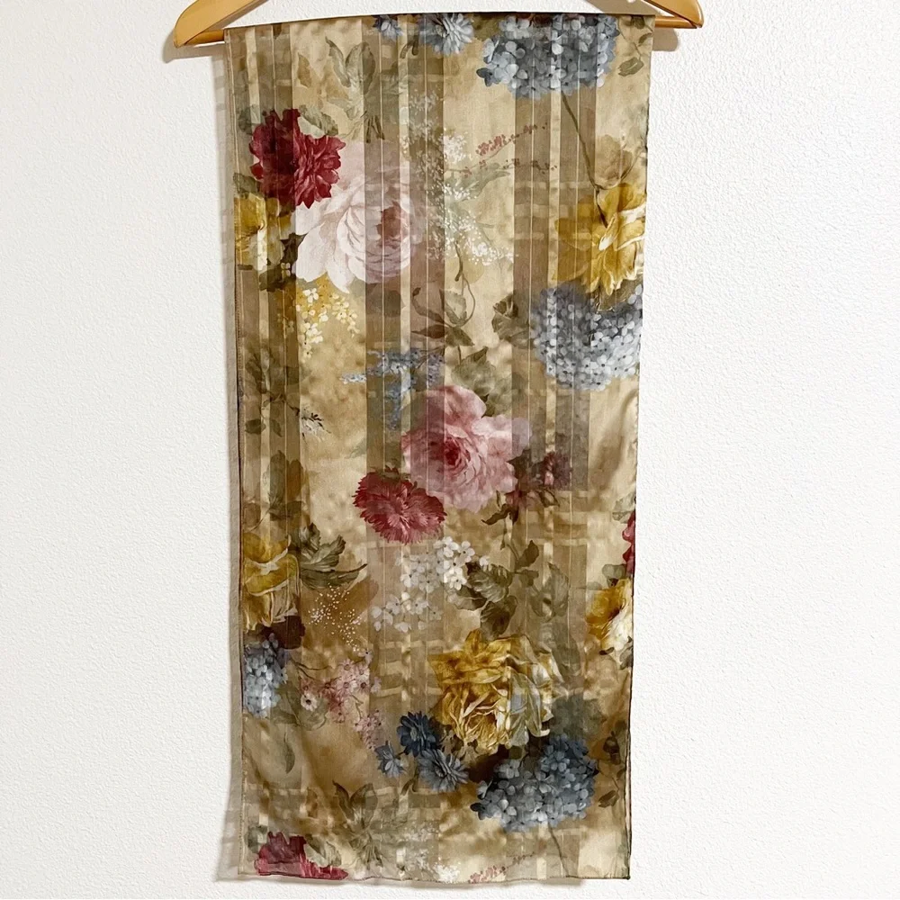 Semi Sheer Floral Tea Garden Scarf